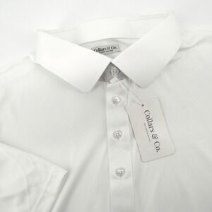 Collars & Co. Men's White Short Sleeve Performance Polo Shirt XL‎ Relaxed Casual